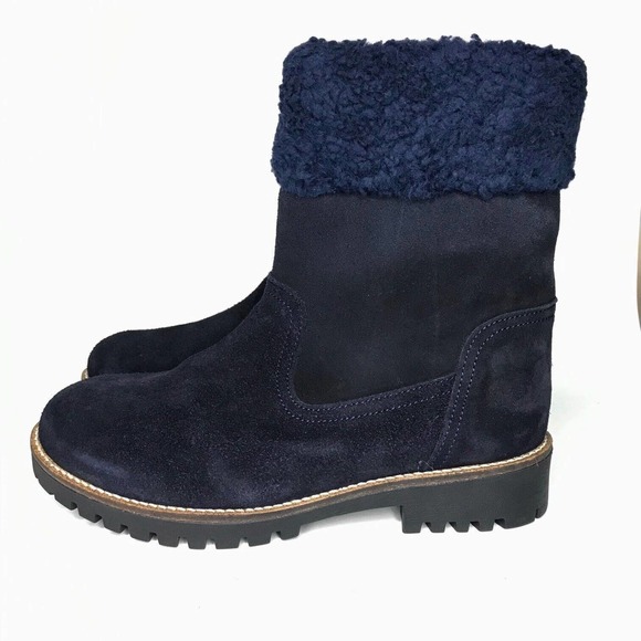 Anthropologie Louise Suede Sherpa Lined Cuffed Ankle Boot - Picture 2 of 14